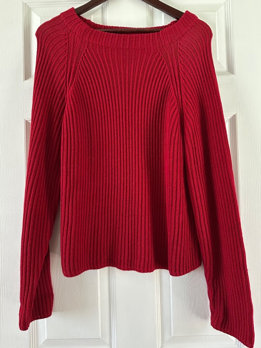 Liz Claiborne Lizwear Jeans Red Cotton Cable Knit Sweater Cozy Size L NWOT